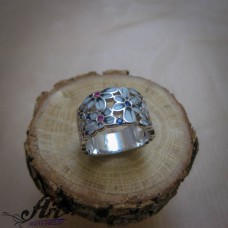 Сребърен пръстен с  емайл "Цвете" R-994